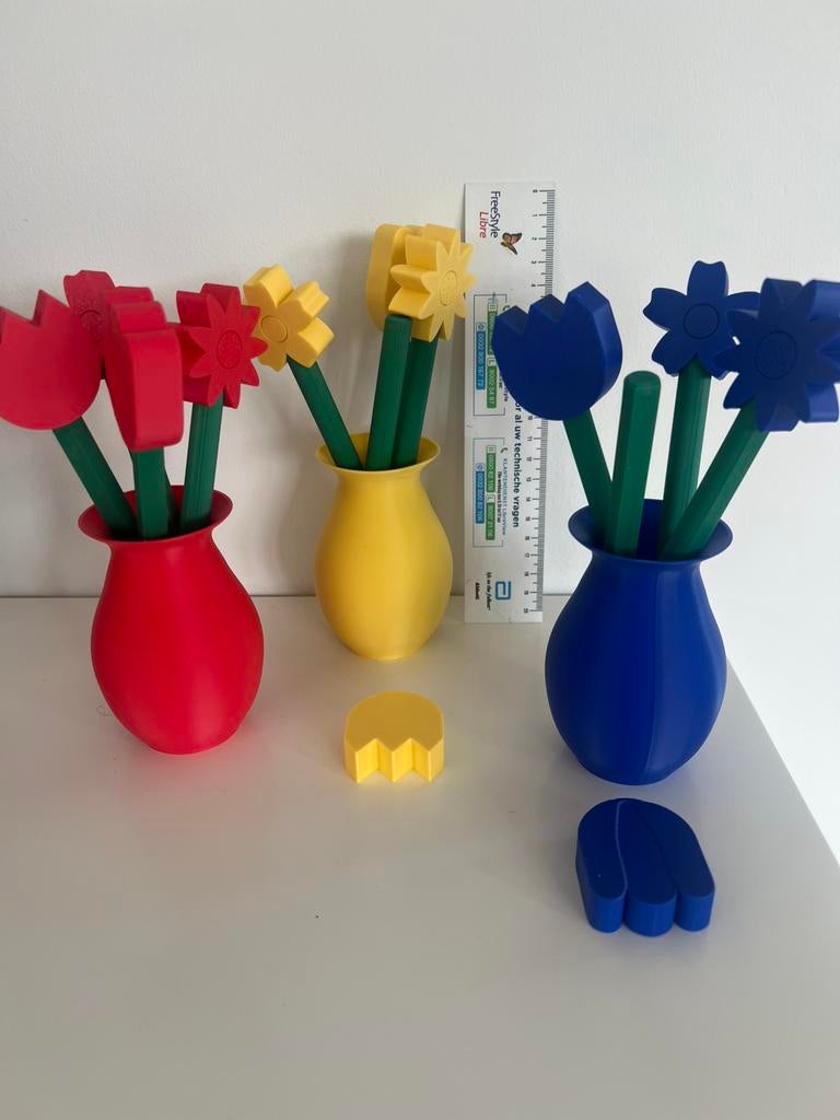 Vaasjes met telkzns 4 afneembare bloemen, Ophalen of Verzenden