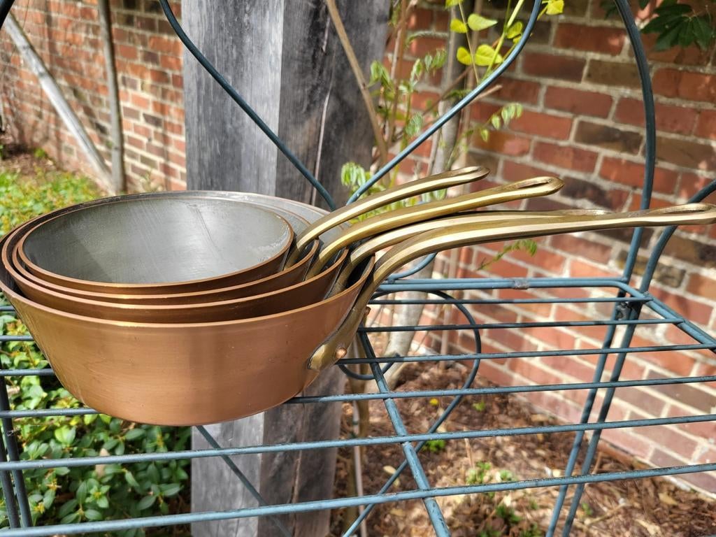 Magnifique ensemble de casseroles vintage en cuivre (4 pièce, Antiquités & Art, Antiquités | Bronze & Cuivre, Enlèvement ou Envoi