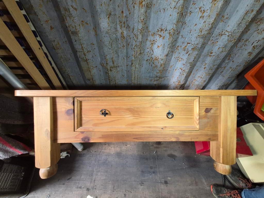 Table de salon en pin massif avec 1 tiroir, Enlèvement