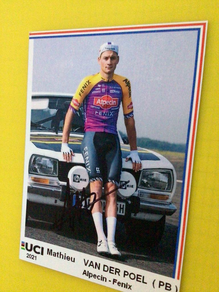 Wielerkaart. 2021 team alpecin mathieu van der poel signe, Verzenden, Zo goed als nieuw
