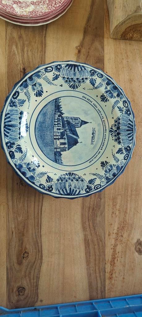 Set van 6 vintage borden – Delfts blauw, Antiquités & Art, Enlèvement