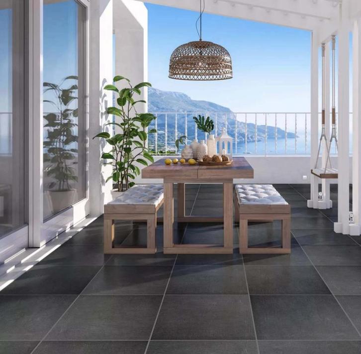 Hoogwaardige tegels - Industrio Anthrazite Porselein 798x798, Doe-het-zelf en Bouw, Vloerdelen en Plavuizen, Nieuw, Vloerdelen of -planken