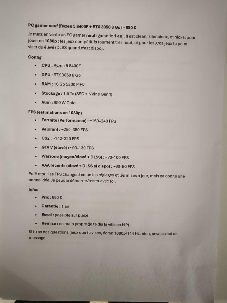 #pc neuf à vendre, Computers en Software, Ophalen, MSI, Virtual Reality, Nieuw