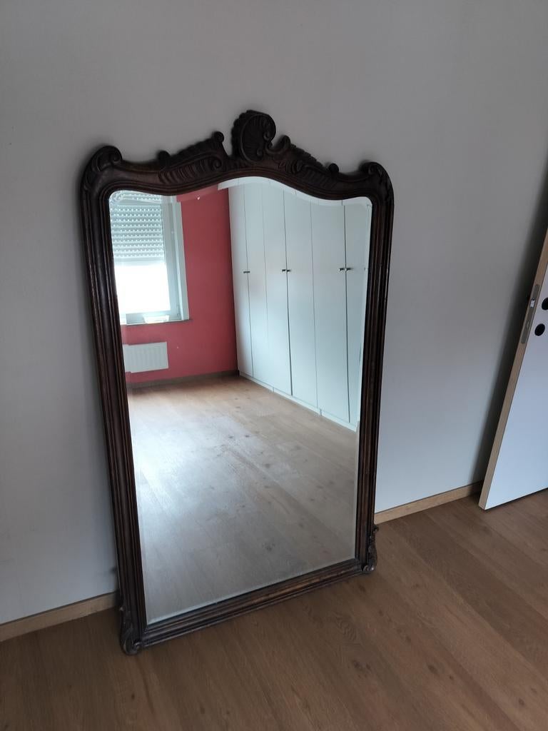 Spiegel met houten frame 1m70 x 1m, Antiek en Kunst, Ophalen