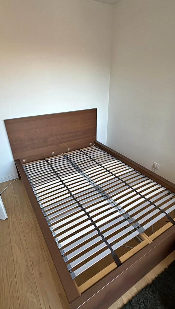 lit IKEA MALM, Maison & Meubles, Enlèvement, Comme neuf, Brun