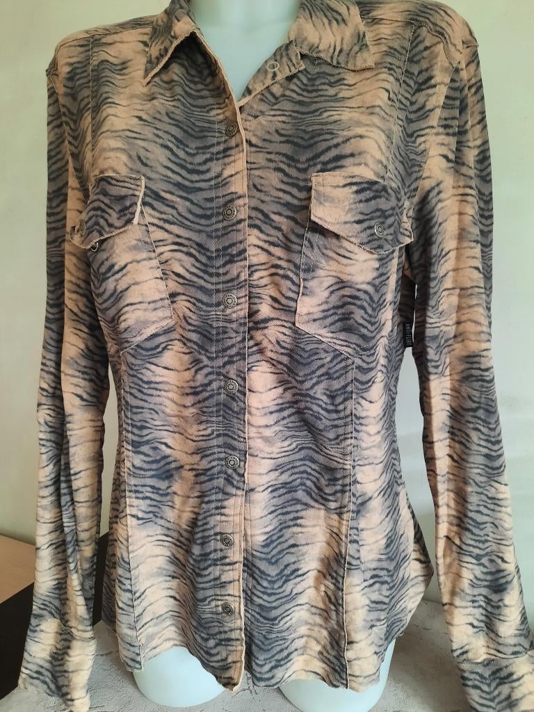 Mooie bloes/hemd Anti-Flirt, Kleding | Dames, Blouses en Tunieken, Beige, Maat 42/44 (L), Ophalen of Verzenden, Zo goed als nieuw