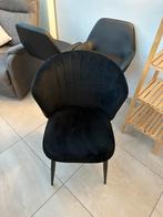 4 chaises de salle à manger en daim noir, Maison & Meubles, Comme neuf, Enlèvement, Quatre, Tissus