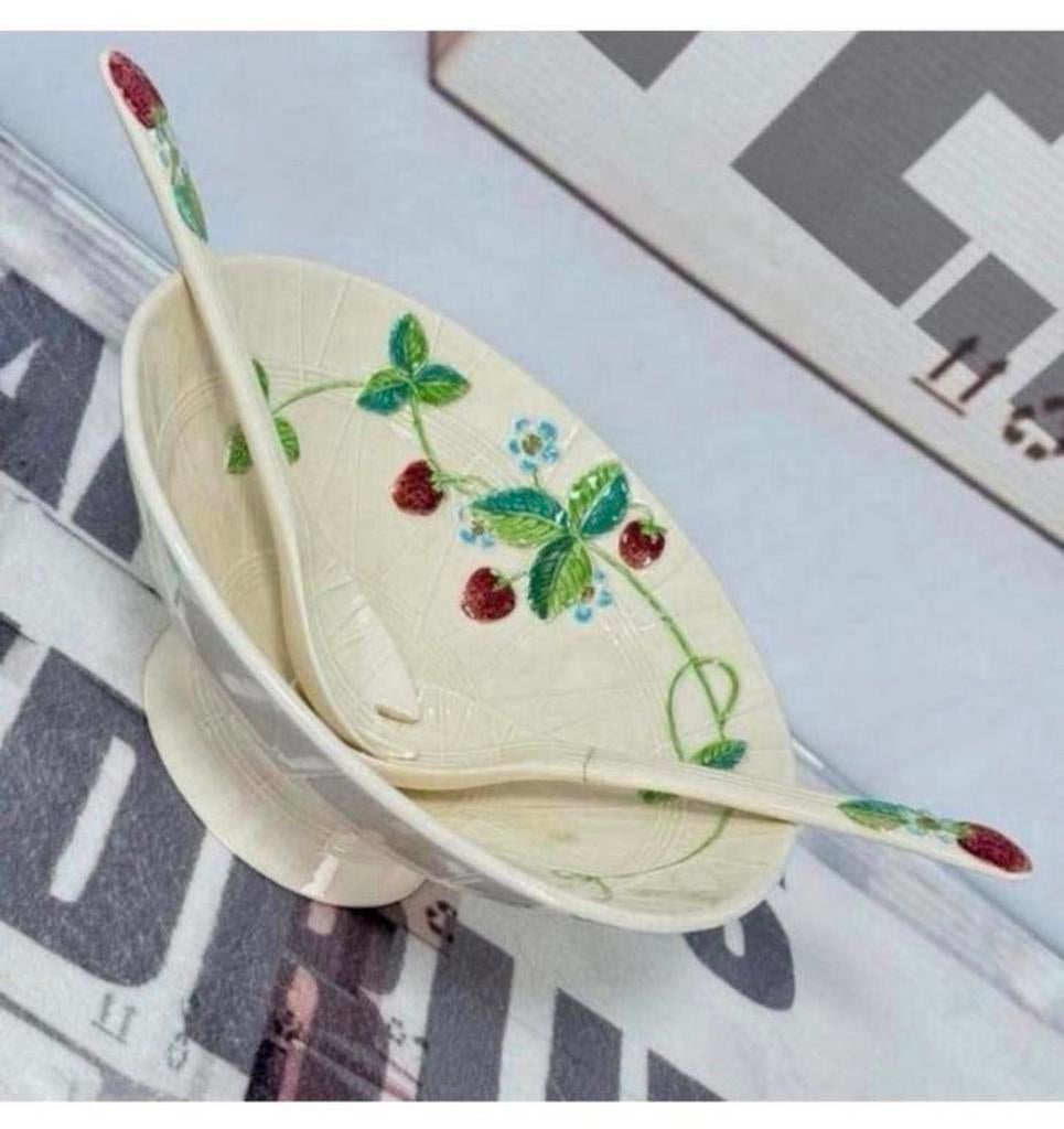 BESWICK art strawberry fruit-schaal bowl Vintage + lepels, Antiek en Kunst, Ophalen of Verzenden