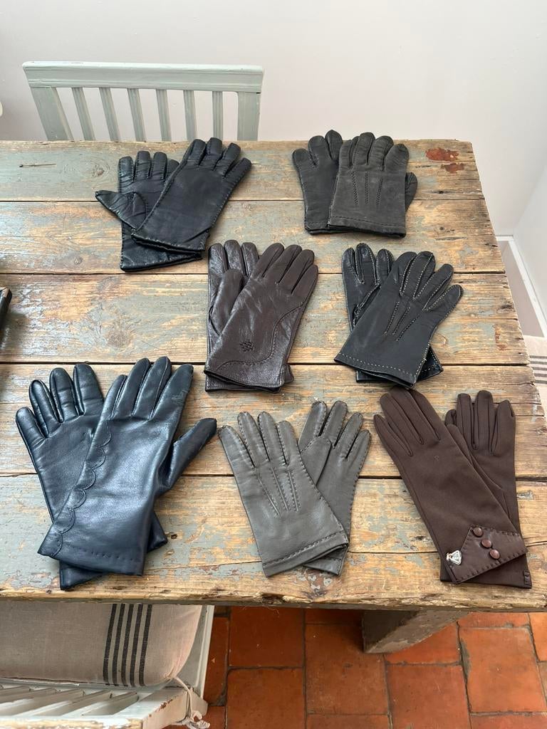 VINTAGE HANDSCHOENEN LEER ZGSTAAT!!, Vêtements | Femmes, Bonnets, Écharpes & Gants, Enlèvement ou Envoi, Comme neuf, Gants