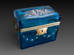 Bohême Moser, blauw geëmailleerde glazen doos 13 x 11 x 8 cm, Antiek en Kunst, Ophalen of Verzenden
