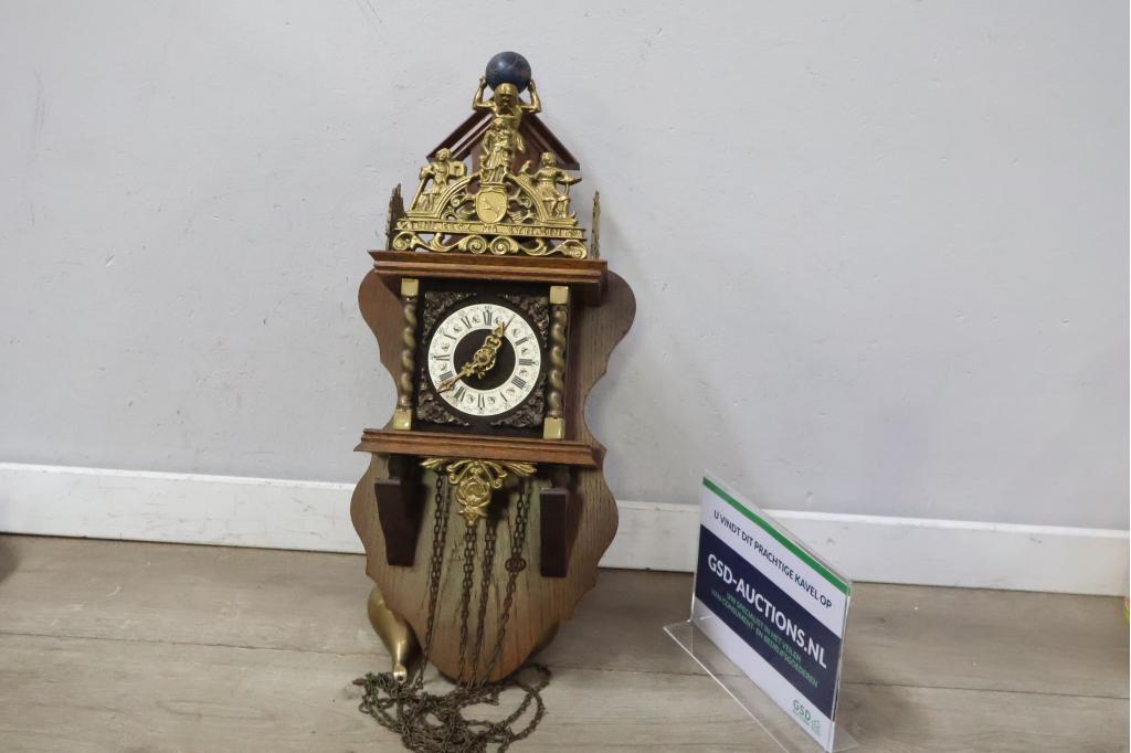 Vintage Zaanse wandklok met gewichten