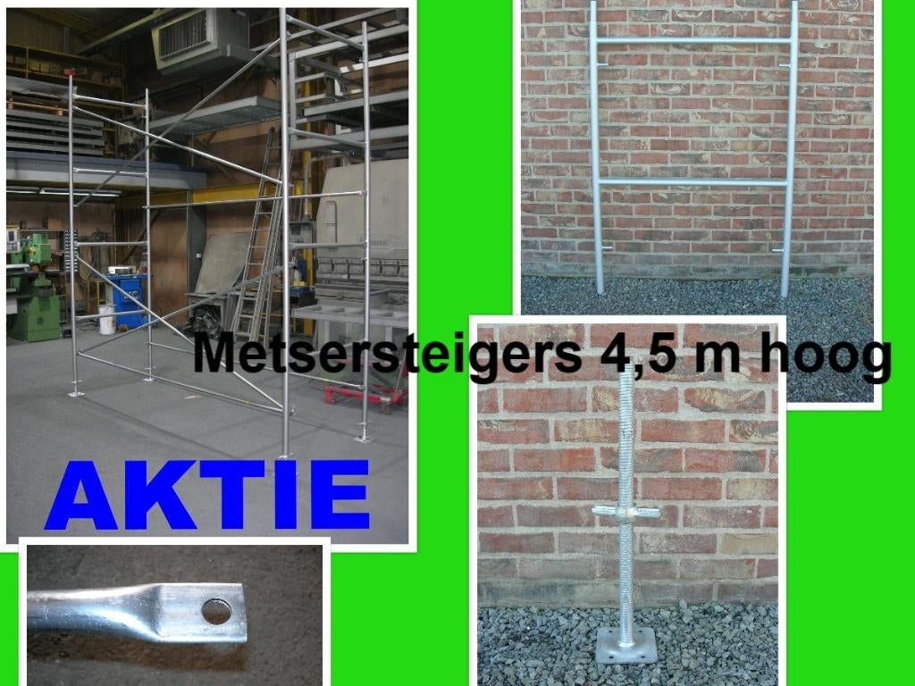NIEUWE metsersteigers 4,5 m hoog x 2,50 tot 11,40 m lang, Ophalen, Nieuw, Gevelsteiger, 2 tot 5 meter