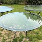 Gietijzeren tafels met glasplaat, Huis en Inrichting, Ophalen, Gebruikt