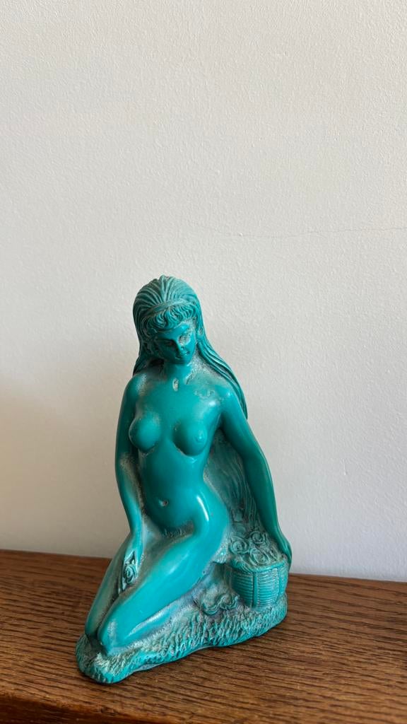 Statue art déco dame (turquoise), Antiquités & Art, Enlèvement, Statue