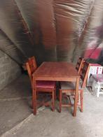 Tafel en stoelen in grenenhout, small., Ophalen, 100 tot 150 cm, Vierkant, 50 tot 100 cm