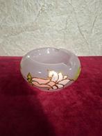 Vintage glazen asbak met bloemenmotief gesigneerd, Antiek en Kunst, Ophalen of Verzenden