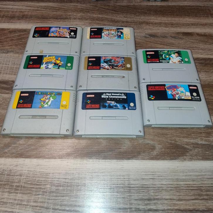 8x Super Nintendo (SNES) game carts, Games en Spelcomputers, Games | Nintendo Super NES, Gebruikt, Ophalen of Verzenden
