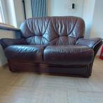 Canapé en cuir véritable + fauteuil, Maison & Meubles, 75 à 100 cm, 125 cm ou plus, Enlèvement, Utilisé