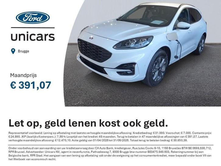 Ford Kuga ST LINE X - 2.5 PHEV 225PK - DAGINSCHRIJVING, Auto's, Ford, Bedrijf, Te koop, Kuga, Airbags, Airconditioning, Bluetooth