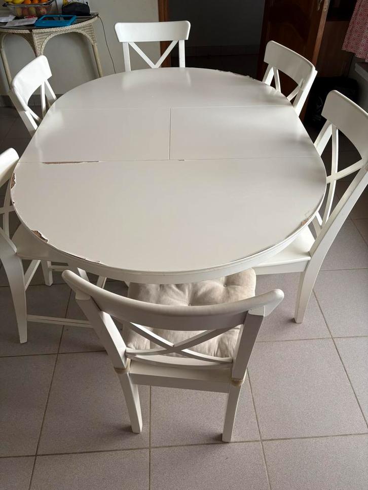 Eet tafel wit ikea, Huis en Inrichting, Tafels | Eettafels, Gebruikt, Overige houtsoorten, Ophalen