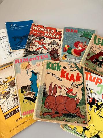 Lot 9 oude kinderleesboekjes, 1957, 1973, 1976.