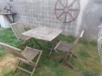 tuinset in massive teak, makkelijk opvouwbaar., Ophalen, 4 zitplaatsen, Teakhout, Zo goed als nieuw