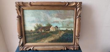 Schilderij landschap olieverf op doek Alfred Bastien  beschikbaar voor biedingen