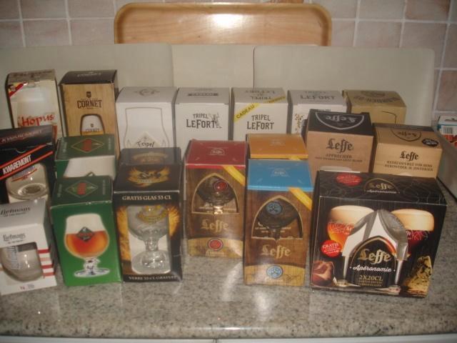 Bierglazen in doosje, Cornet, Leffe, Karmeliet, Le Fort, ..., Verzamelen, Biermerken, Nieuw, Glas of Glazen, Overige merken, Ophalen of Verzenden
