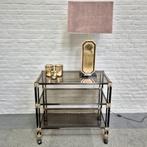 VINTAGE GOUD & ZWARTE SERVEERWAGEN - JAREN 80, Ophalen, Gebruikt, Claudia Collections, Info@claudiacollections.com