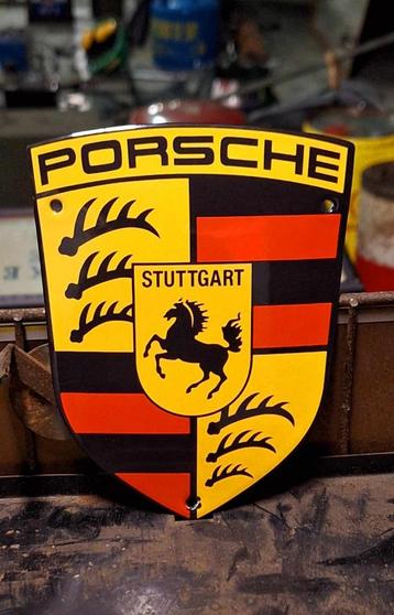 Emaille reclamebord, bordje Porsche logo. beschikbaar voor biedingen