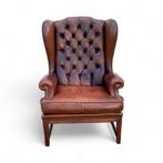 Bruin Leren Chesterfield Fauteuil, Huis en Inrichting, Fauteuils, Ophalen of Verzenden, Zo goed als nieuw, Leer