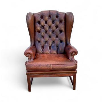 Bruin Leren Chesterfield Fauteuil beschikbaar voor biedingen