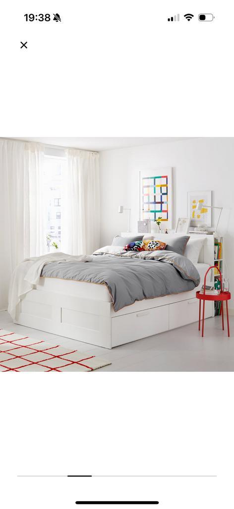 Ikea BRIMNES bed 160x200 met matras en opbergruimte, Huis en Inrichting, Slaapkamer | Bedden, Zo goed als nieuw, 160 cm, 200 cm