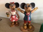 Vintage houten beelden Mickey en Minnie, Verzamelen, Ophalen of Verzenden, Gebruikt