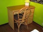 Bureau + chaise en rotin et bambou..., Maison & Meubles, Bureaux, Enlèvement, Comme neuf, Bureau