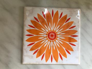 Vintage oranje tegels Mettlach, Antiek en Kunst, Ophalen of Verzenden