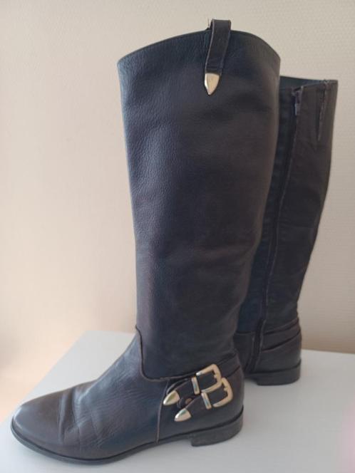 Bruine lederen laarzen - mt 40 - goede staat, Kleding | Dames, Schoenen, Gedragen, Hoge laarzen, Bruin, Ophalen of Verzenden