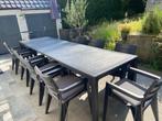 Table de jardin extensible 6-10/12 places et 10 chaises asso, Jardin & Terrasse, Ensembles de jardin, Synthétique, Utilisé, Sets de jardin