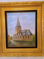 Kerk Massemen. Olie op doek. Ongeveer 40 * 50 cm, Antiek en Kunst, Ophalen