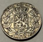 5 F 1873 Leopold 2 roi des belges (ref 12), Postzegels en Munten, Munten | België, Zilver, Ophalen of Verzenden, Losse munt, Zilver