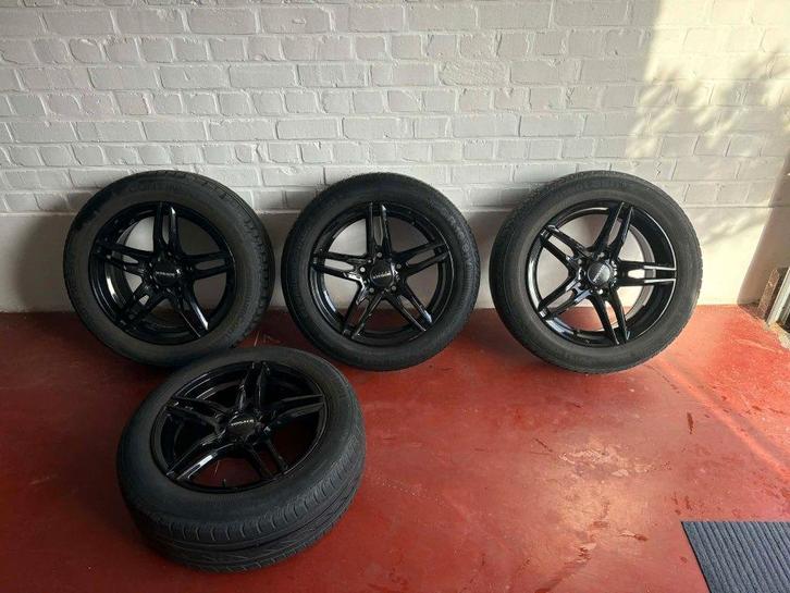 Jantes MONACO GP1 noires brillantes, Autos : Pièces & Accessoires, Pneus & Jantes, Jante(s), Pneus été, 16 pouces, 205 mm, Véhicule de tourisme