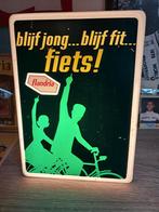 Lichtreclame met blijf jong.. blijf fit.. fiets! flandria, Antiek en Kunst, Antiek | Verlichting, Ophalen of Verzenden