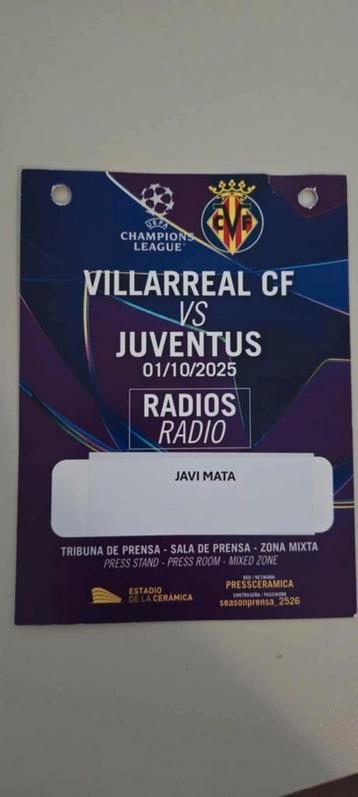 Accreditatie voetbal 2025 Villarreal Juventus kampioen  beschikbaar voor biedingen