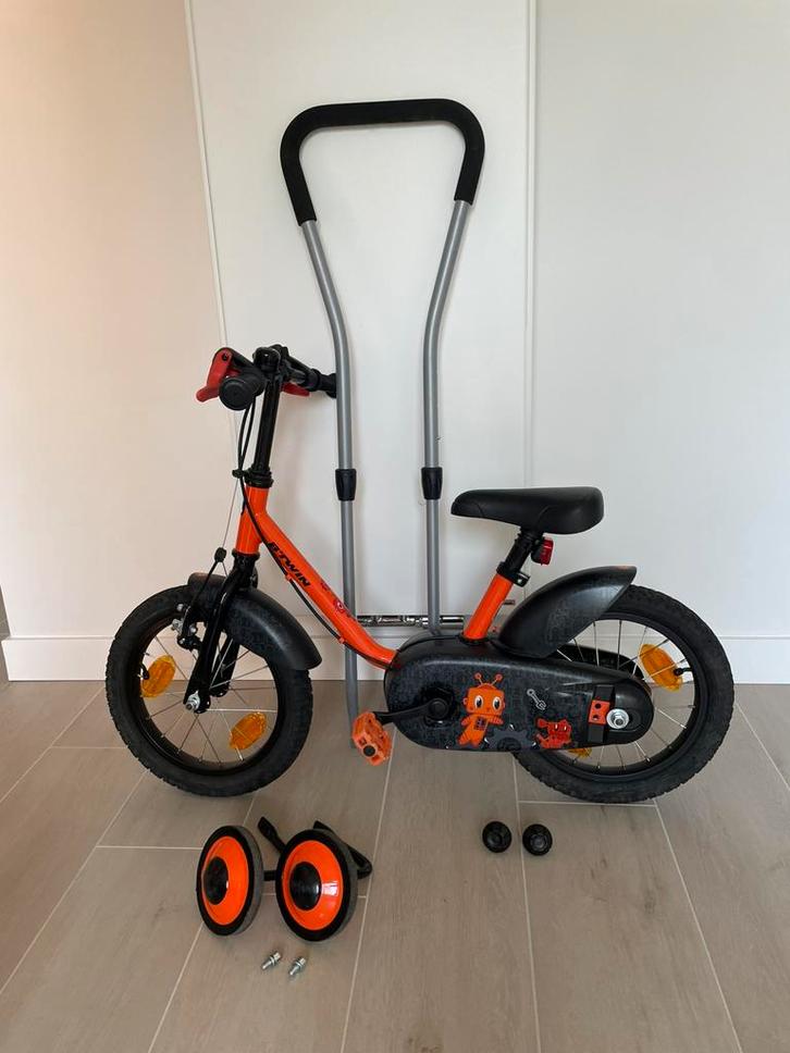 Btwin fiets 14 inch 500 Robot + balanstrainer en zijwieltjes, Fietsen en Brommers, Fietsen | Kinderfietsjes, Zo goed als nieuw
