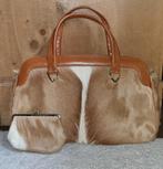 Vintage retro tas met bont en portemonnee, Handtassen en Accessoires, Tassen | Damestassen, Ophalen of Verzenden, Zo goed als nieuw