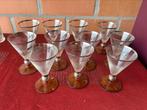 Glazen met bruine voet, Verzamelen, Glas en Drinkglazen, Ophalen of Verzenden, Zo goed als nieuw