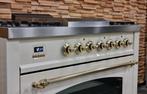 🔥Luxe Fornuis Boretti 90 cm crème + messing 300 C oven, Elektronische apparatuur, Fornuizen, 60 cm of meer, 5 kookzones of meer
