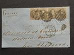 4 Timbres-poste de Léopold I sur fragment 1861, Oblitéré, Enlèvement ou Envoi, Affranchi, Avec enveloppe