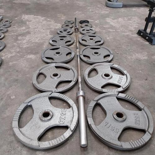177.5 kilo  Olympische Grip Gewichten Set, Sport en Fitness, Fitnessmaterialen, Zo goed als nieuw, Ophalen