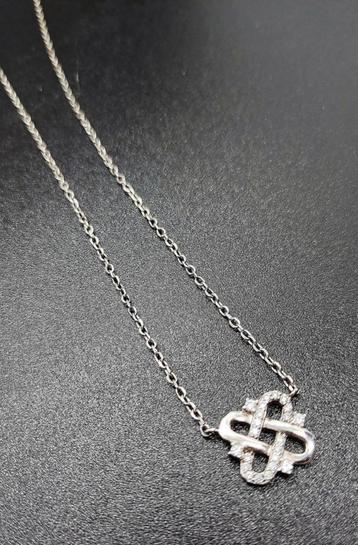 Collier "nœuds" avec strass, Nona, Bijoux, Sacs & Beauté, Neuf, Enlèvement ou Envoi, Avec pendentif, Argent